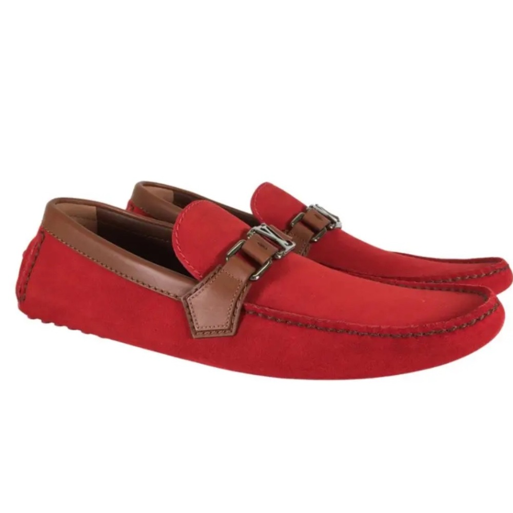 Louis Vuitton Hockenheim Moccasin Red Suede Driving Loafers